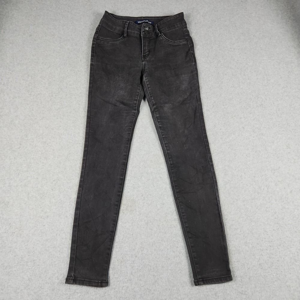 WallFlower Jeans Womens 5 Black Denim Stretch Mid Rise High Waisted Skinny Leg